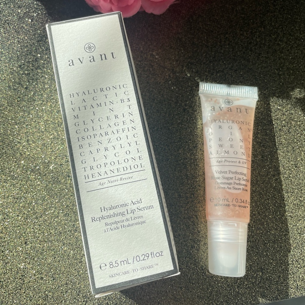 Avant Skincare Hyaluronic Lip Serum + Velvet Sugar Lip Scrub Set - New